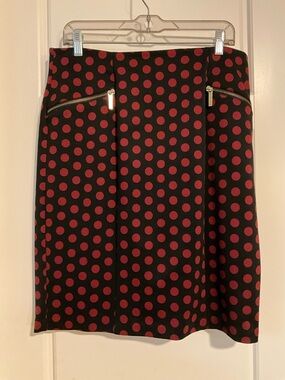 MICHAEL Michael Kors Black Pencil Skirt with Red Polka Dots